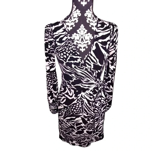 FULL Wrap Black and White Animal Print Dress - Picture 1 of 4